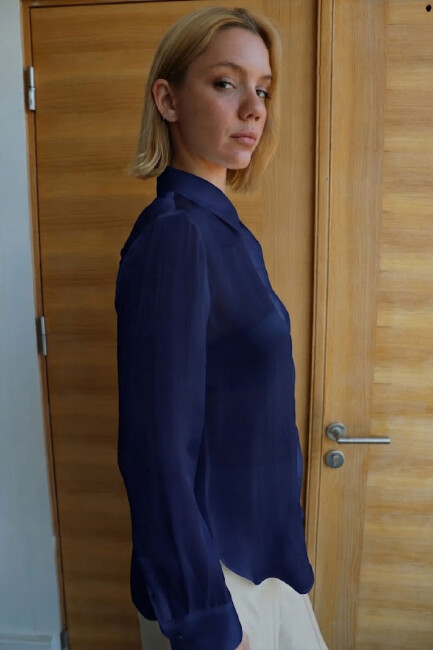 Ayhan Kadın Gömlek 19051044 Lacivert - 4