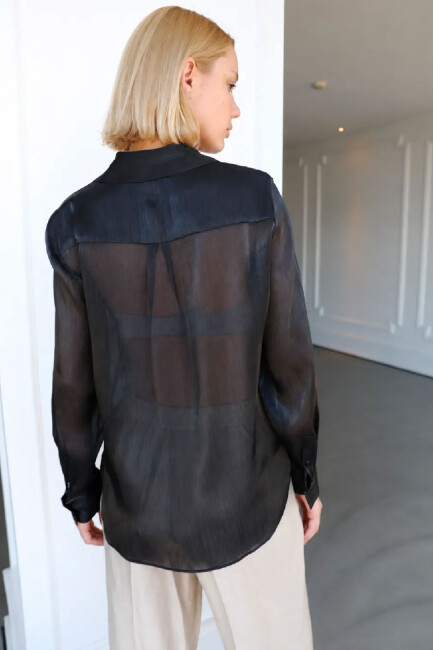 Ayhan Kadın Gömlek 19051044 Siyah - 5