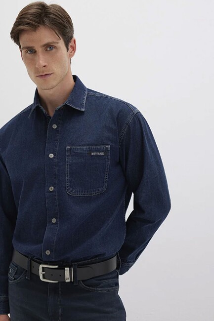 Erkek Aidan Mavi Black Denim Gömlek 0210588-90768 Lacivert (1)