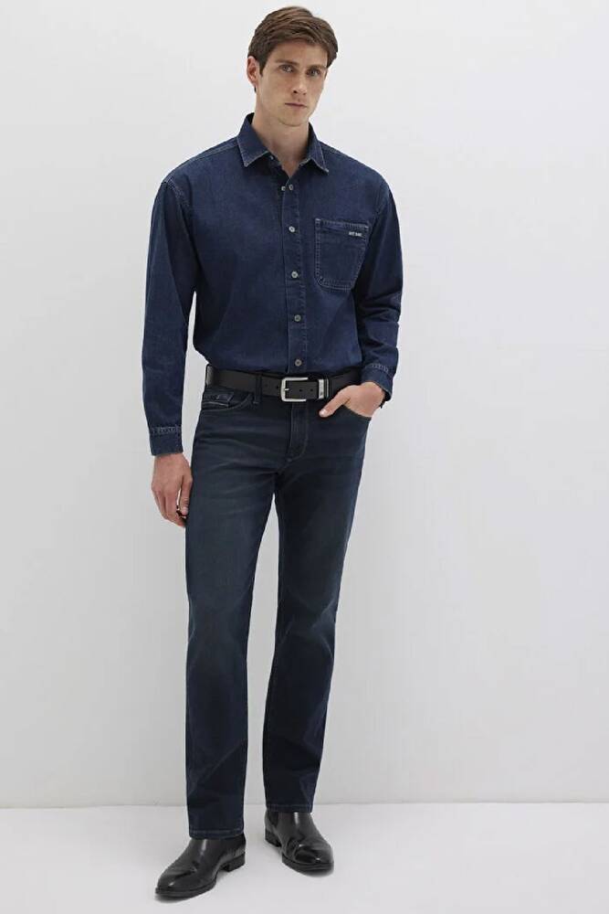 Erkek Aidan Mavi Black Denim Gömlek 0210588-90768 Lacivert 