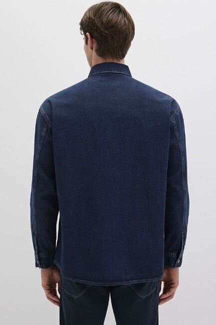 Erkek Aidan Mavi Black Denim Gömlek 0210588-90768 Lacivert - Thumbnail