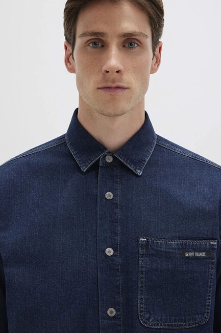 Erkek Aidan Mavi Black Denim Gömlek 0210588-90768 Lacivert - Thumbnail