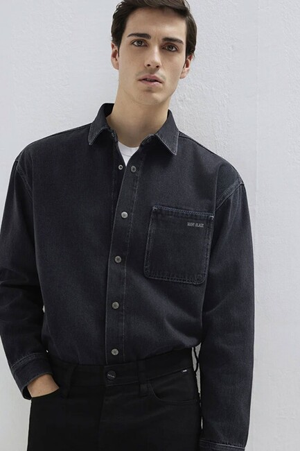Erkek Aıdan Mavi Black Jean Gömlek 0210588-85622 Gri (1)