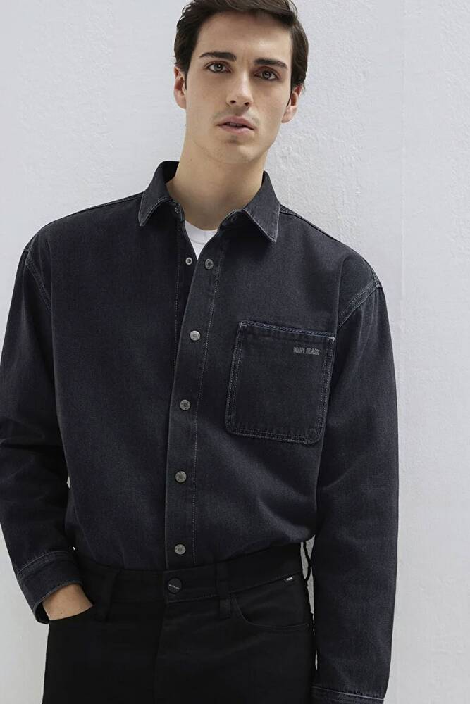Erkek Aıdan Mavi Black Jean Gömlek 0210588-85622 Gri 
