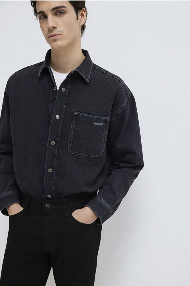 Erkek Aıdan Mavi Black Jean Gömlek 0210588-85622 Gri 