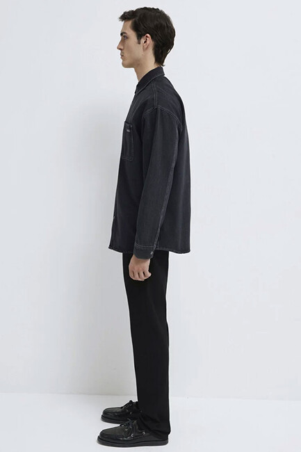 Erkek Aıdan Mavi Black Jean Gömlek 0210588-85622 Gri - Thumbnail