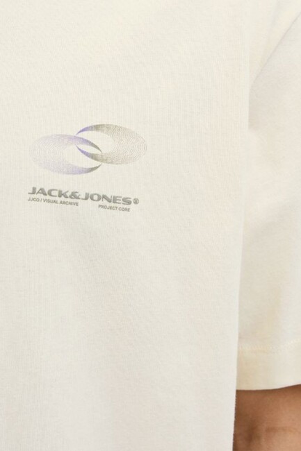 Erkek Alma Front Print Tişört 12276948 Ekru - Thumbnail