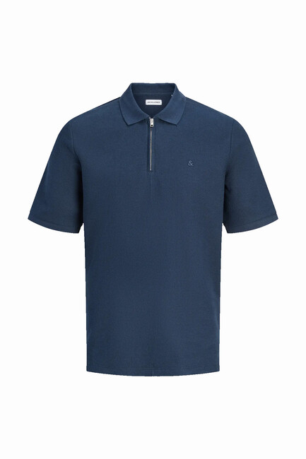 Erkek Austın Zıp Polo Tişört 12279177 Lacivert - Thumbnail