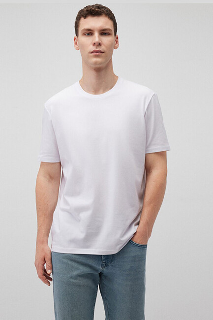 Erkek Basic Bisiklet Yaka Tişört 0610252-620 Beyaz (2)