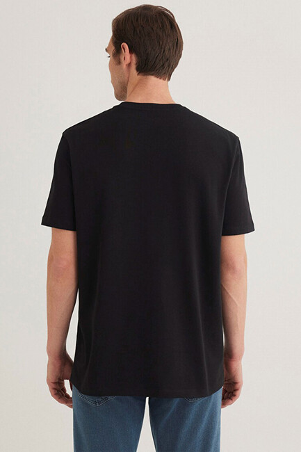 Erkek Basic Bisiklet Yaka Tişört 0610252-900 Siyah - Thumbnail