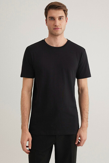 Erkek Stretch Basic Tişört 061747-900 Siyah - Thumbnail