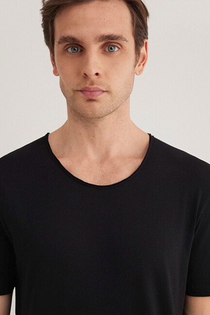 Erkek Basic Tişört 064019-20933 Siyah - Thumbnail