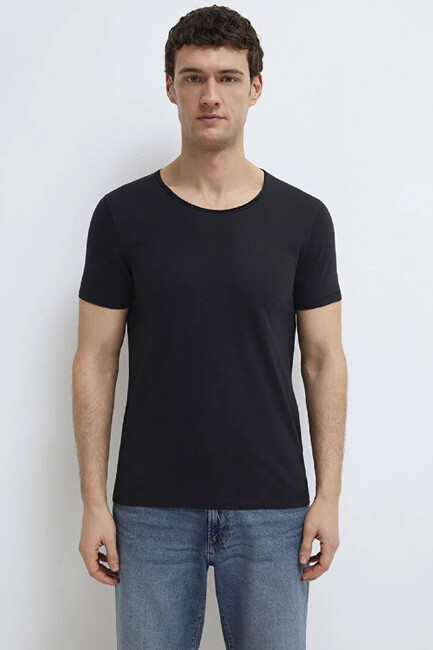 Erkek Basic Tişört 064019-20933 Siyah - Thumbnail
