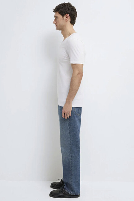 Erkek Basic Tshırt 064019-620 Beyaz - Thumbnail