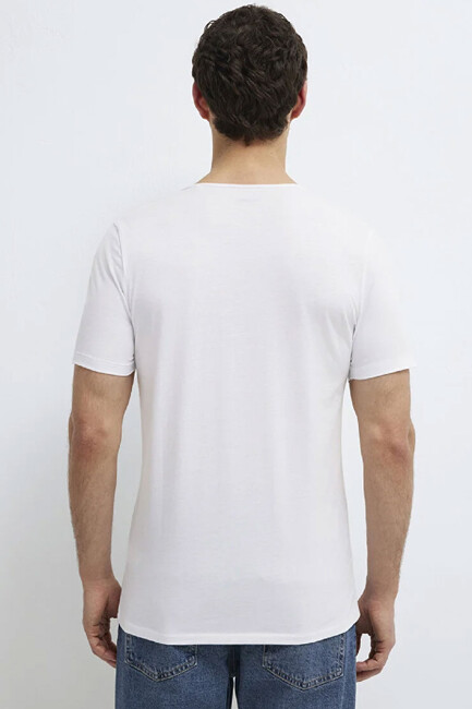 Erkek Basic Tshırt 064019-620 Beyaz - Thumbnail