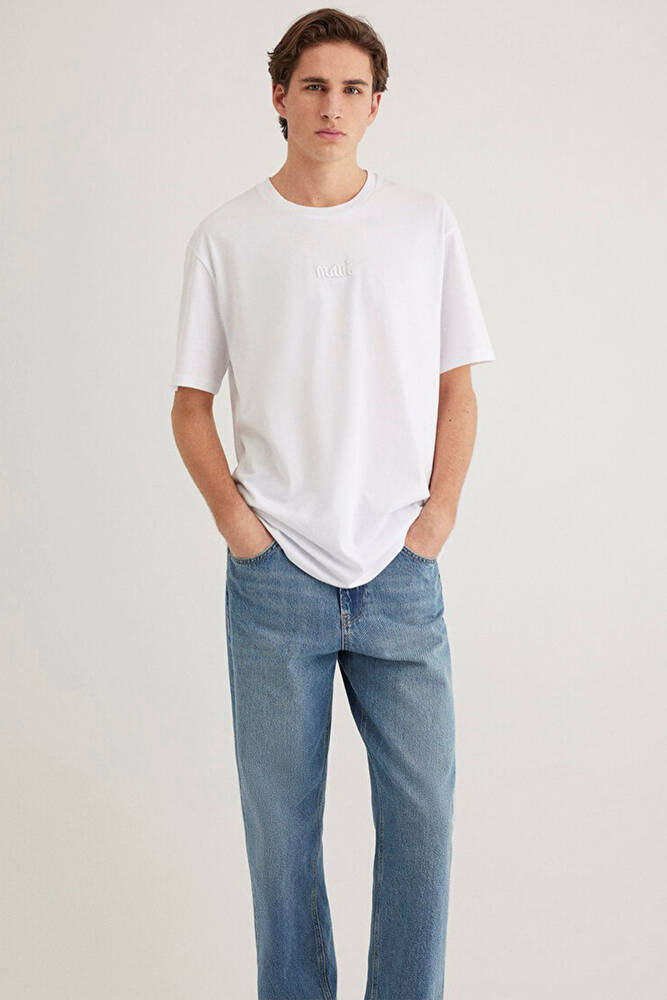 Erkek Baskılı Tişört 0610100-620 Beyaz 