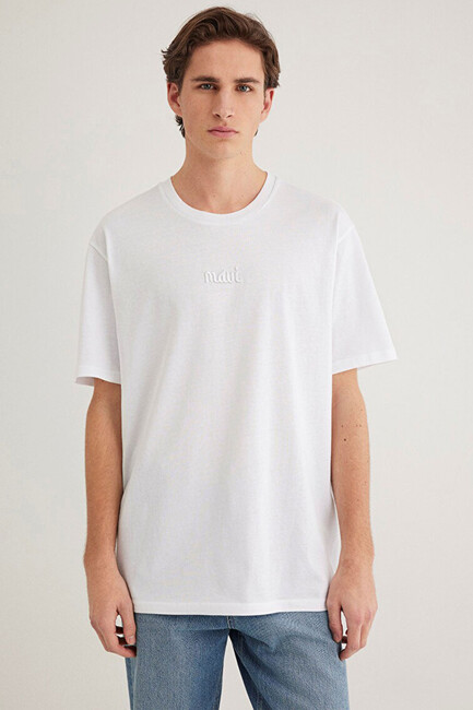 Erkek Baskılı Tişört 0610100-620 Beyaz - Thumbnail