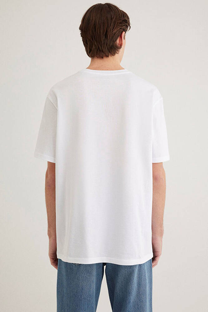 Erkek Baskılı Tişört 0610100-620 Beyaz 