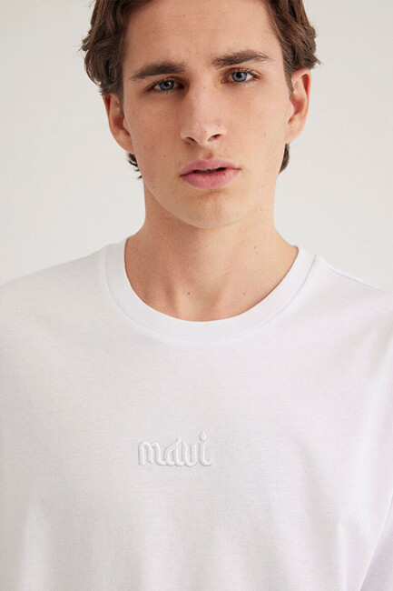 Erkek Baskılı Tişört 0610100-620 Beyaz - Thumbnail