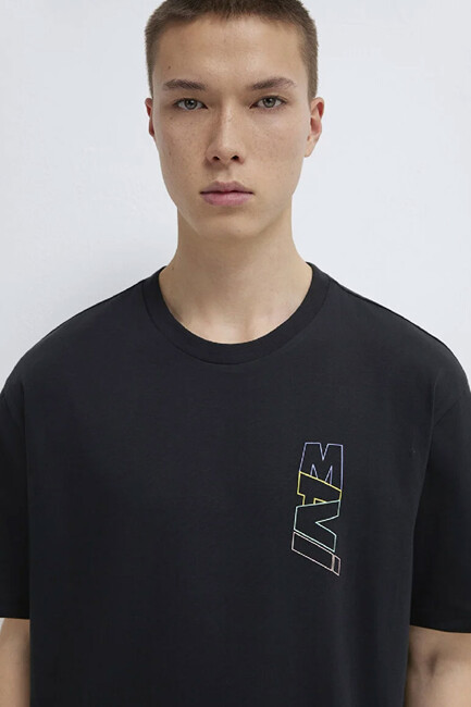 Erkek Baskılı Tişört 0612350-900 Siyah (1)