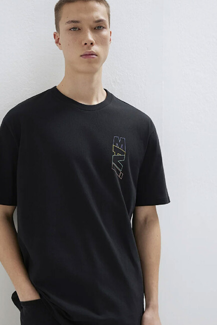 Erkek Baskılı Tişört 0612350-900 Siyah (2)