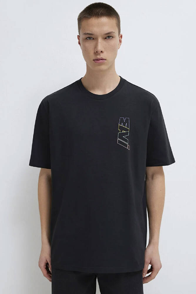 Erkek Baskılı Tişört 0612350-900 Siyah 