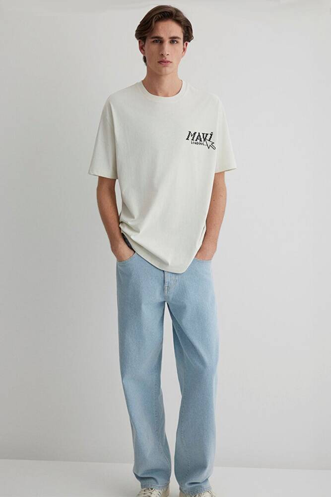 Erkek Baskılı Tişört 0612572-70142 Ekru 