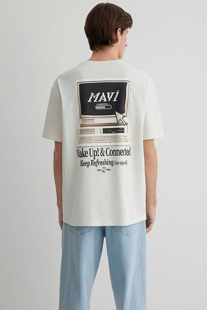 Erkek Baskılı Tişört 0612572-70142 Ekru 