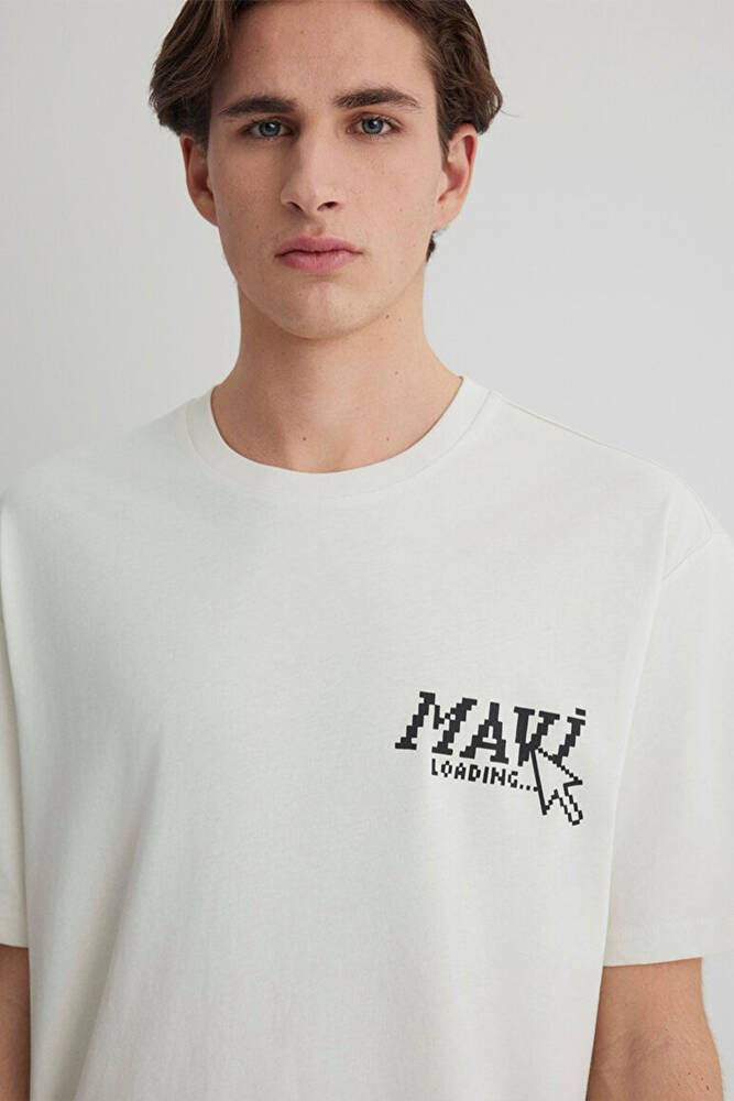 Erkek Baskılı Tişört 0612572-70142 Ekru 