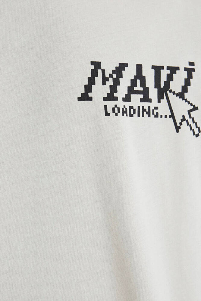 Erkek Baskılı Tişört 0612572-70142 Ekru 