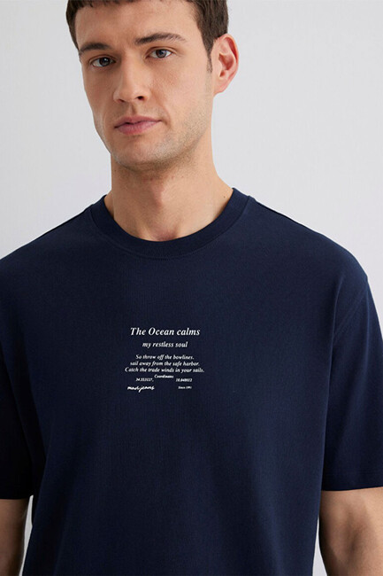 Erkek Baskılı Tişört 0612796-70490 Lacivert - Thumbnail