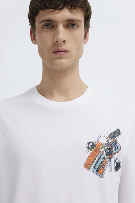 Erkek Baskılı Tişört 0613390-620 Beyaz (3)