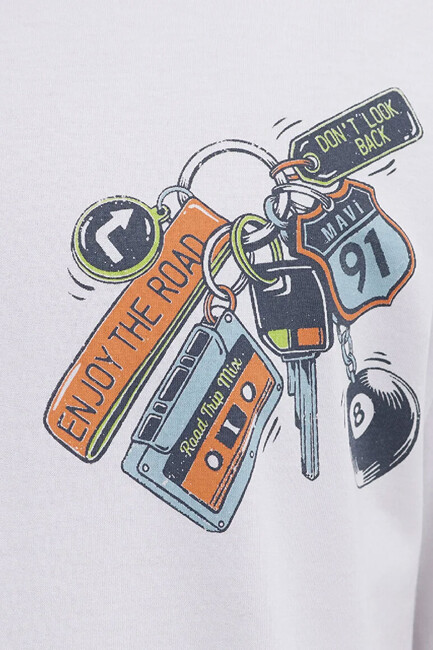 Erkek Baskılı Tişört 0613390-620 Beyaz - Thumbnail