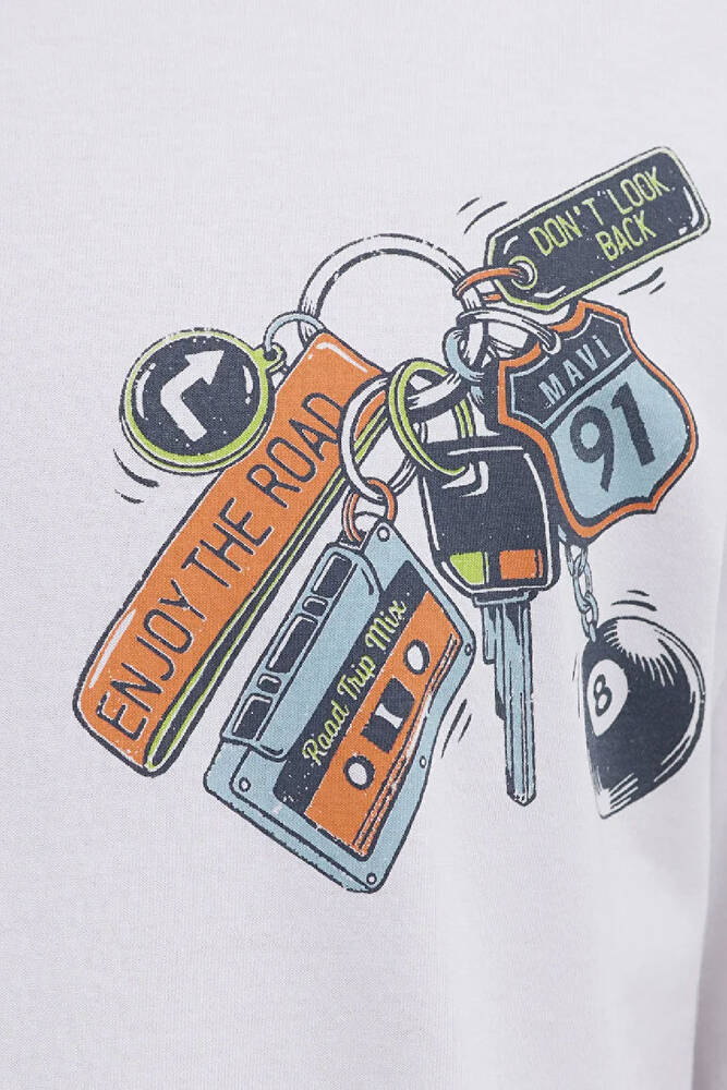 Erkek Baskılı Tişört 0613390-620 Beyaz 