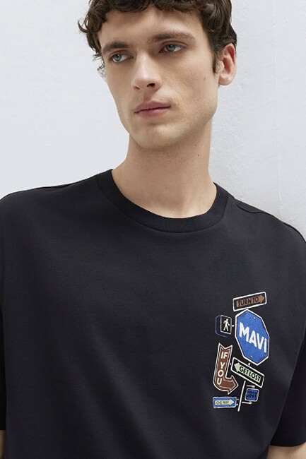 Erkek Baskılı Tişört 0613391-900 Siyah (2)