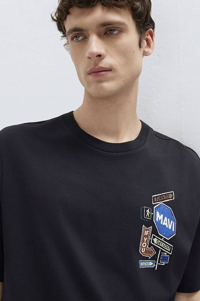 Erkek Baskılı Tişört 0613391-900 Siyah 