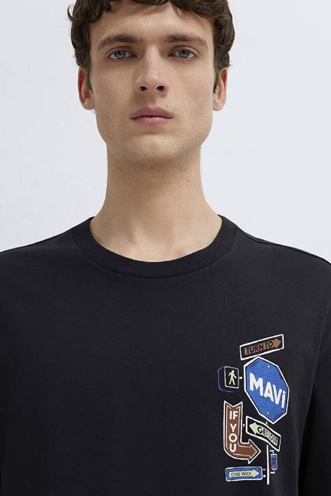 Erkek Baskılı Tişört 0613391-900 Siyah 