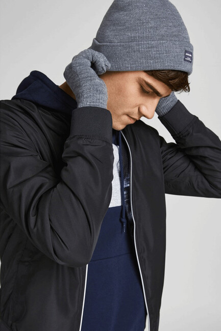 Erkek Beanıe&Glove Bere Eldiven Seti 12228933 Gri (2)