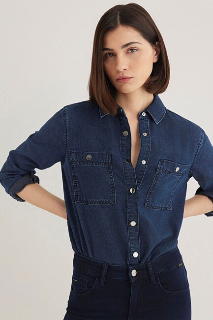 Erkek Betty Gold Jean Gömlek 1210818-87810 Lacivert (1)