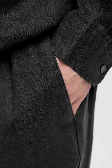 Erkek Bıll Lawrence Lınen Şort 12253134 Siyah - Thumbnail