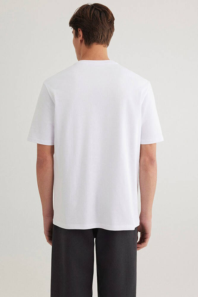 Erkek Bisiklet Yaka Basic Tişört 0611924-620 Beyaz 