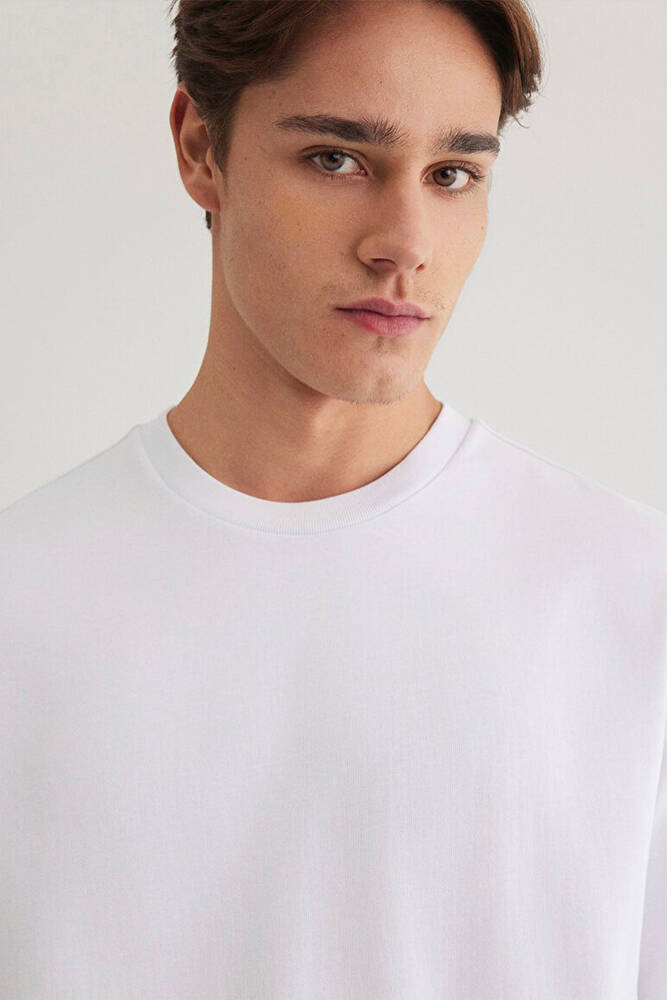 Erkek Bisiklet Yaka Basic Tişört 0611924-620 Beyaz 