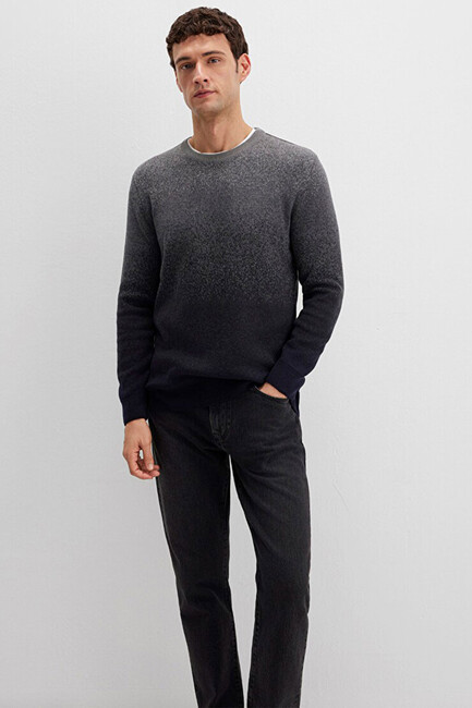 Erkek Bisiklet Yaka Kazak 070779-34686 Gri (1)