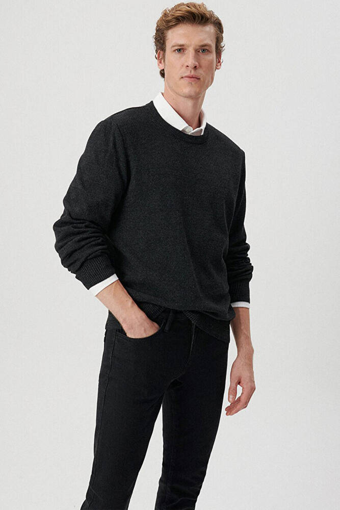 Erkek Bisiklet Yaka Kazak 070781-900 Siyah 