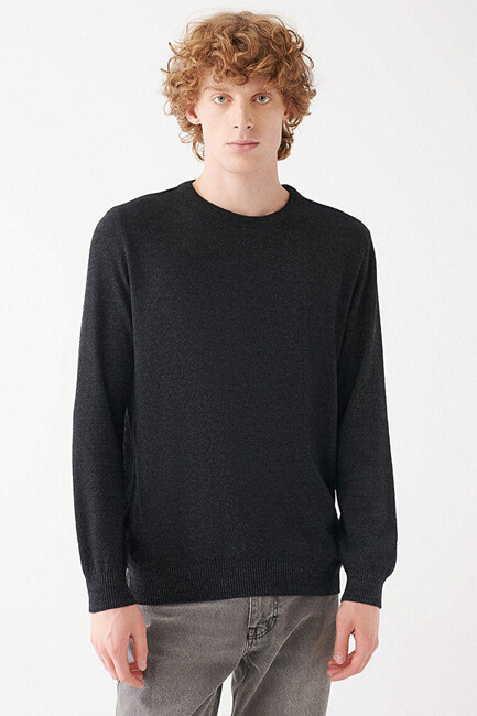 Erkek Bisiklet Yaka Kazak 070781-900 Siyah (3)