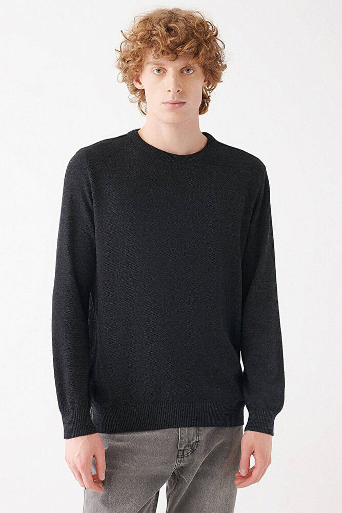 Erkek Bisiklet Yaka Kazak 070781-900 Siyah 