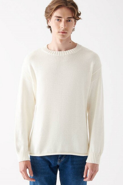 Erkek Bisiklet Yaka Kazak 0710039-81964 Ekru (3)