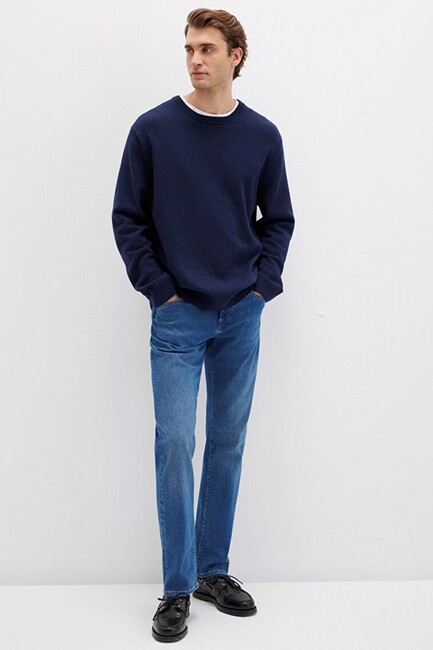 Erkek Bisiklet Yaka Kazak 0710370-70490 Lacivert (1)