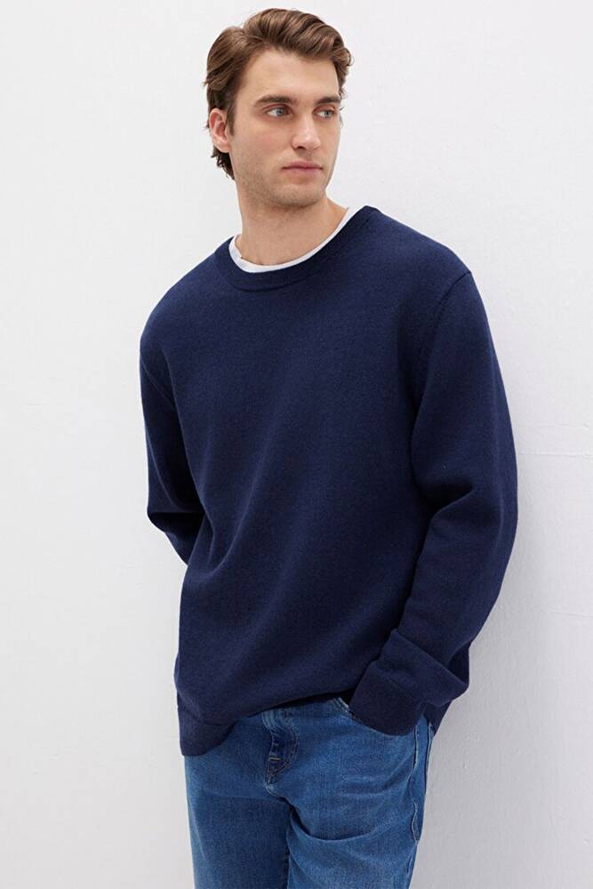 Erkek Bisiklet Yaka Kazak 0710370-70490 Lacivert 