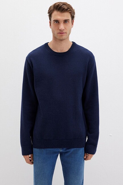 Erkek Bisiklet Yaka Kazak 0710370-70490 Lacivert (3)